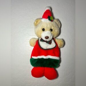 VTG Kurt S Adler Blonde Teddy Bear Christmas Stocking Stuffed Plush 1987